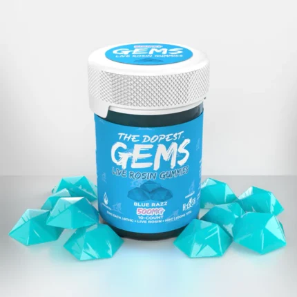 GEMS LIVE ROSIN GUMMIES (BLUE RAZZ) 500MG | 10/PER JAR