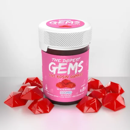 GEMS LIVE ROSIN GUMMIES BY HASH HOUSE - 500MG WATERMELON 10/PER JAR